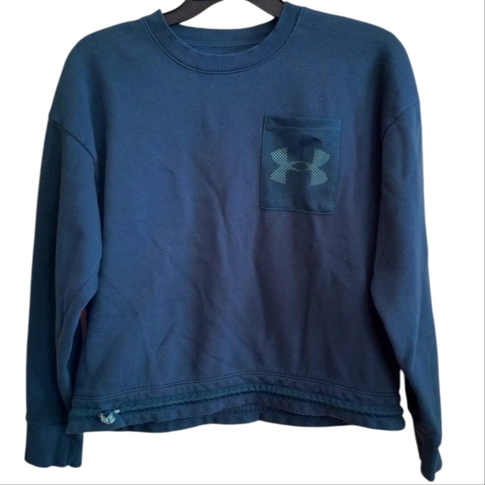Under Armour Navy Crewneck with Logo Pocket Size L